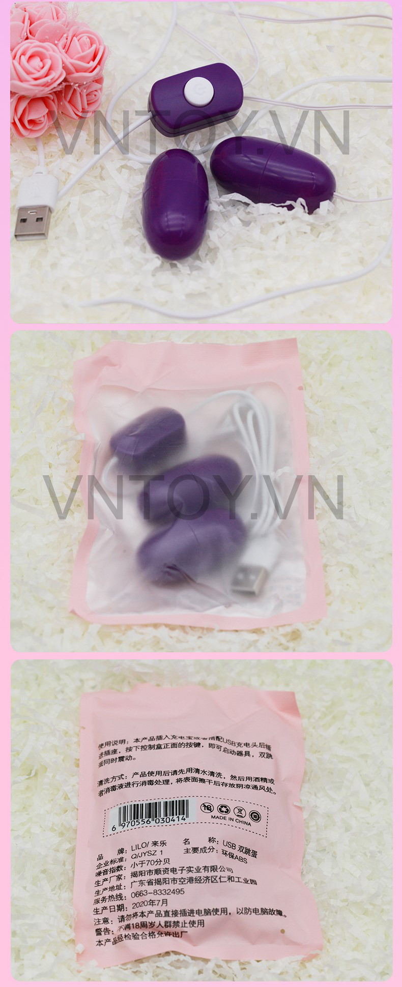 Trứng rung 2 đầu cắm điện trực tiếp cổng USB siêu kích thích