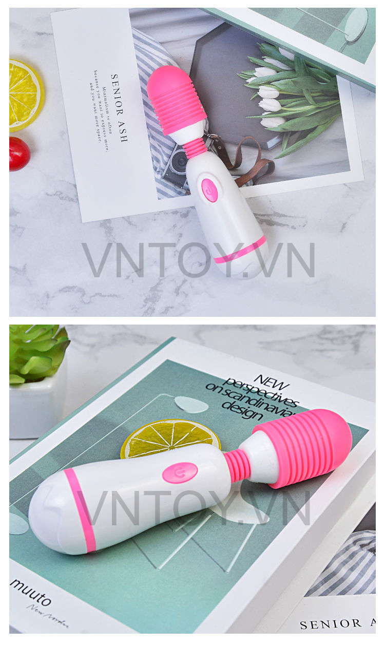 Chày rung âm đạo cầm tay đầu xoay Silicon 10 chế độ sạc Pin