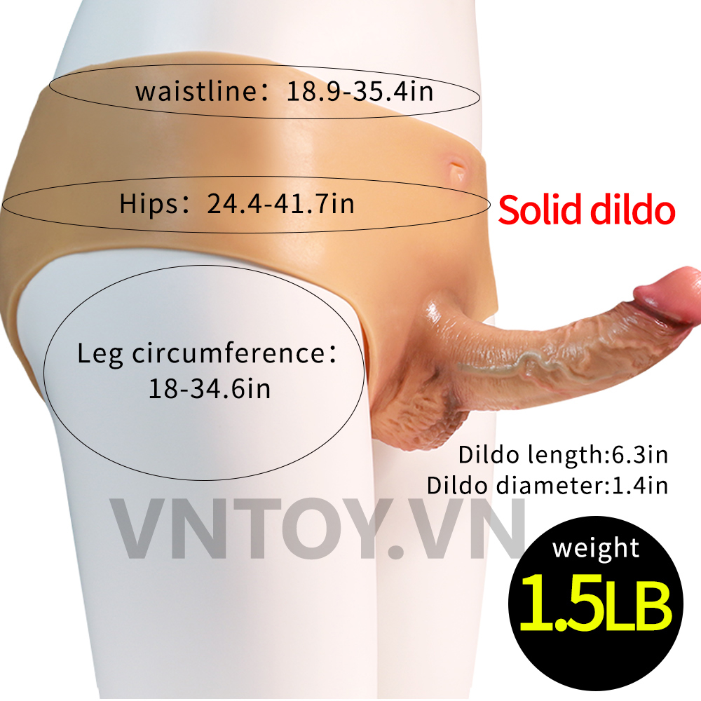 Quần gắn dương vật giả Silicon ôm toàn bộ mông màu da người chân thật