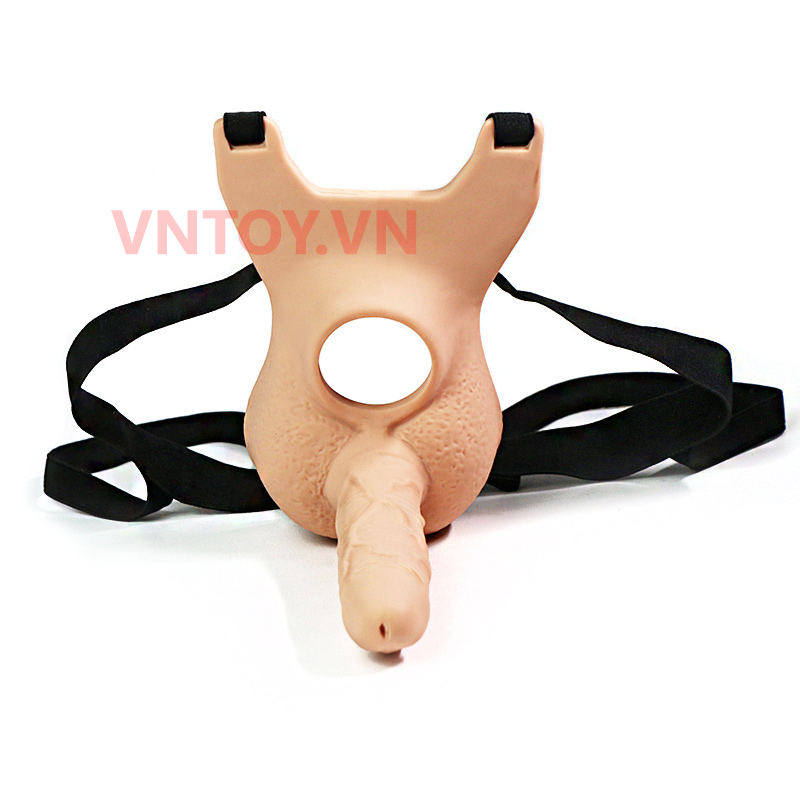 Quần silicon gắn 2 dương vật giả đeo hông rung 10 chế độ