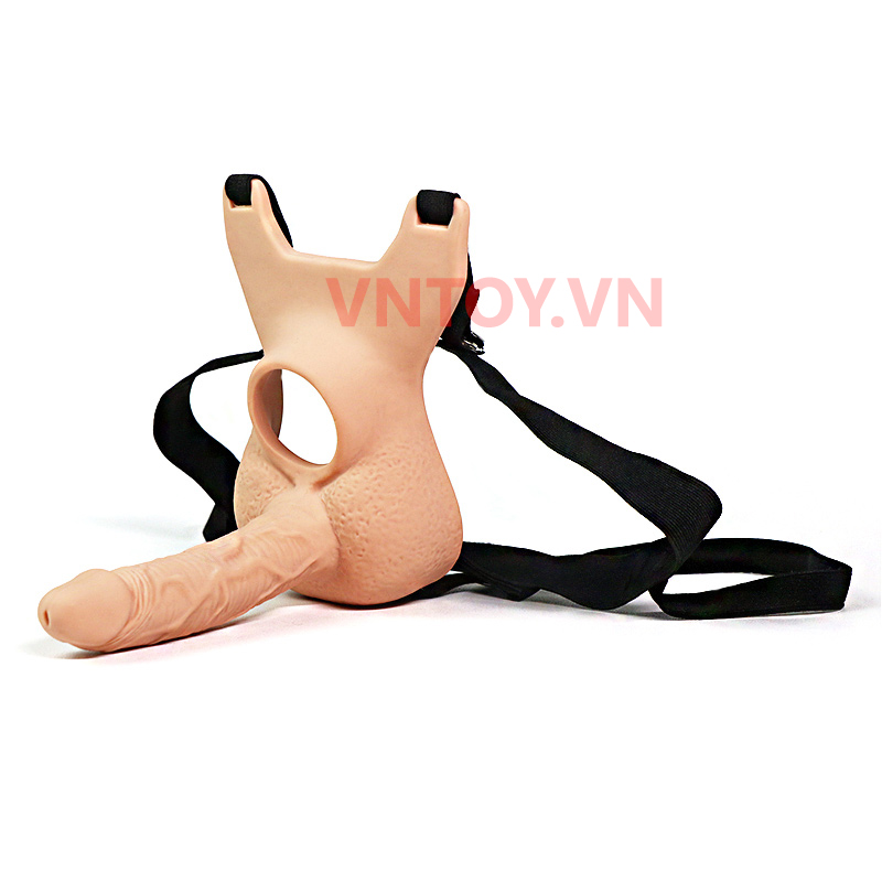 Quần silicon gắn 2 dương vật giả đeo hông rung 10 chế độ