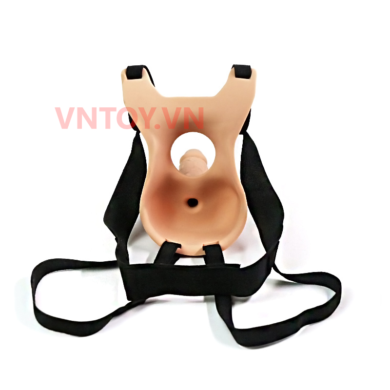 Quần silicon gắn 2 dương vật giả đeo hông rung 10 chế độ