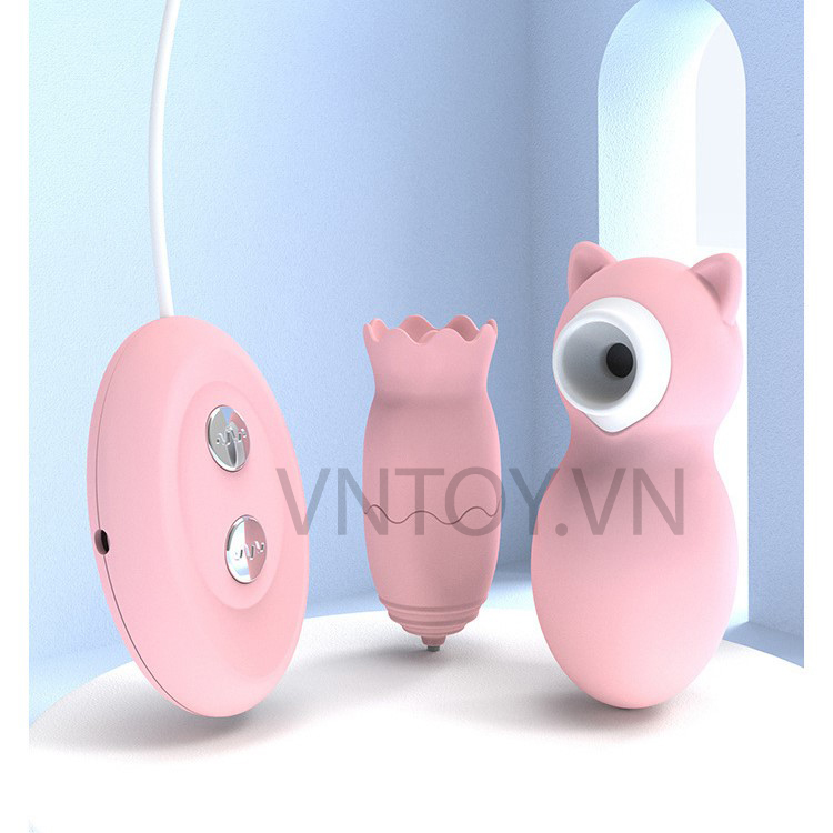 Trứng rung 2 đầu hình con gấu bú liếm hút