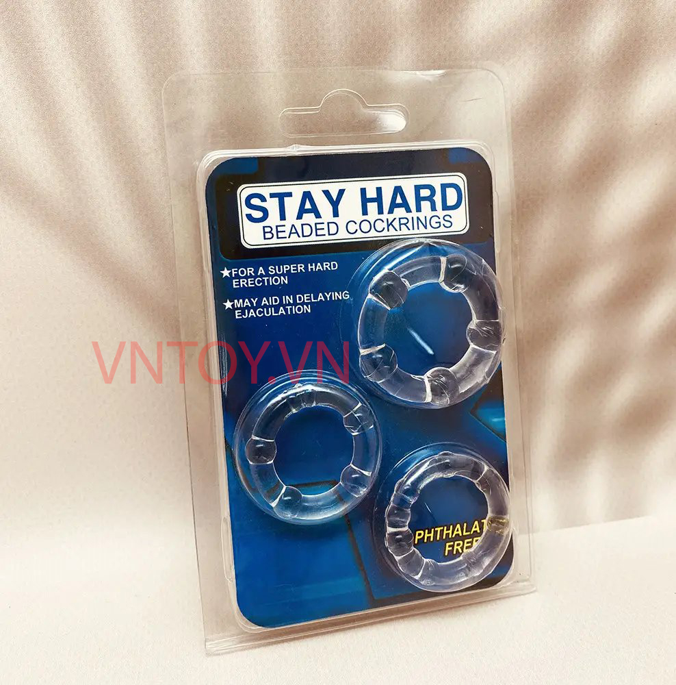 Vòng đeo kéo dài thời gian Stay Hard Beaded Cockrings dành cho nam giới