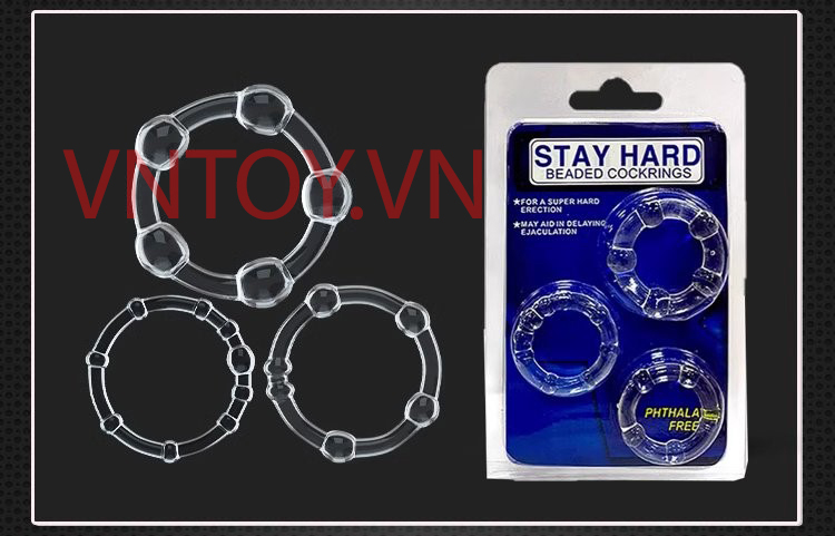 Vòng đeo kéo dài thời gian Stay Hard Beaded Cockrings dành cho nam giới