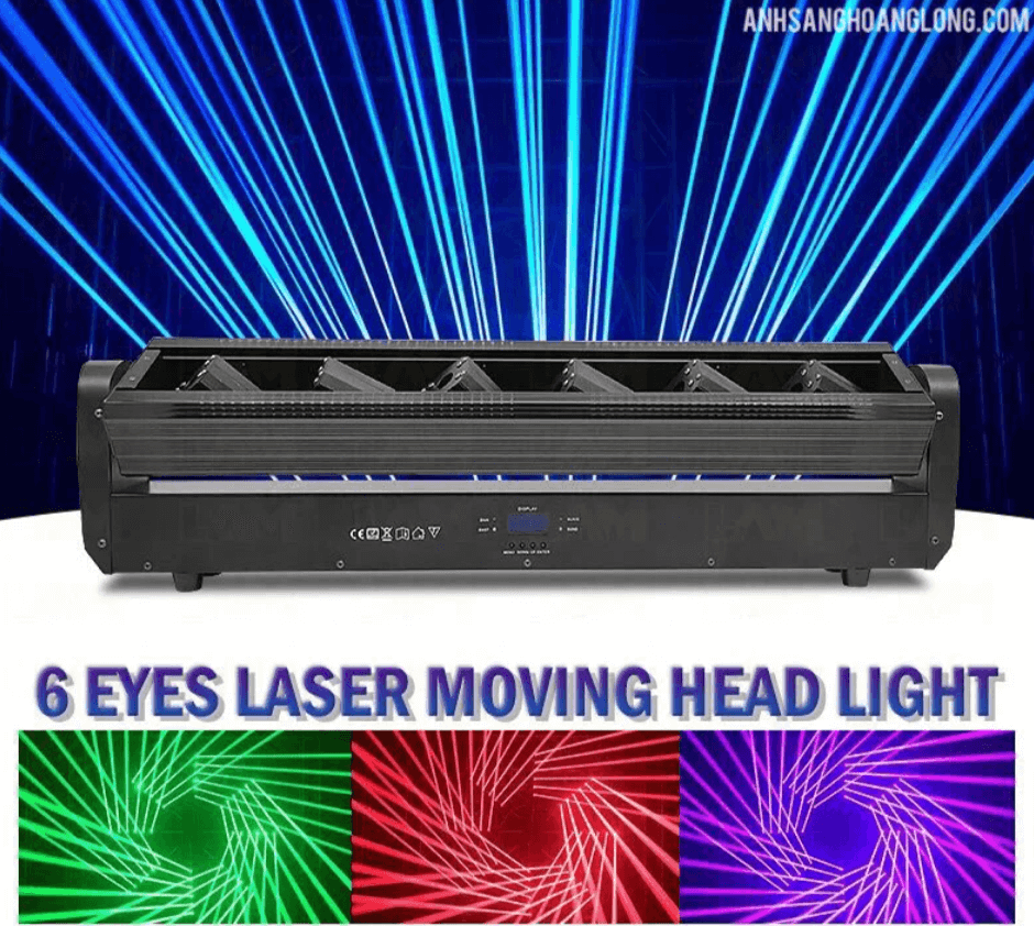 Đèn quán đám cưới Moving Laser 6 Đầu Độc Lập Full RGB