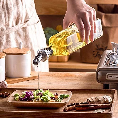 Vòi rót dầu ăn inox chống nhỏ giọt gắn trên chai thủy tinh, thiết kế nắp bật tiện lợi và kín khí