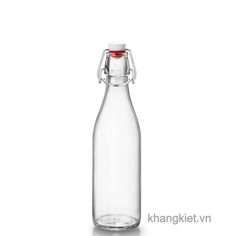 Chai thủy tinh tròn nắp cài kín hơi Giara 500ml