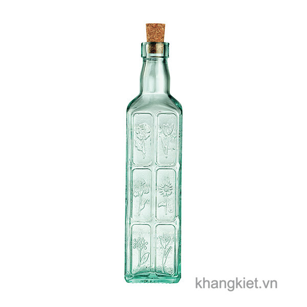 Chai thủy tinh vuông nút bần C.H Fiori 500ml Bormioli Rocco