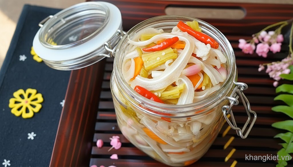 Tai heo ngâm chua ngọt trang trí góc bếp ngày Tết truyền thống