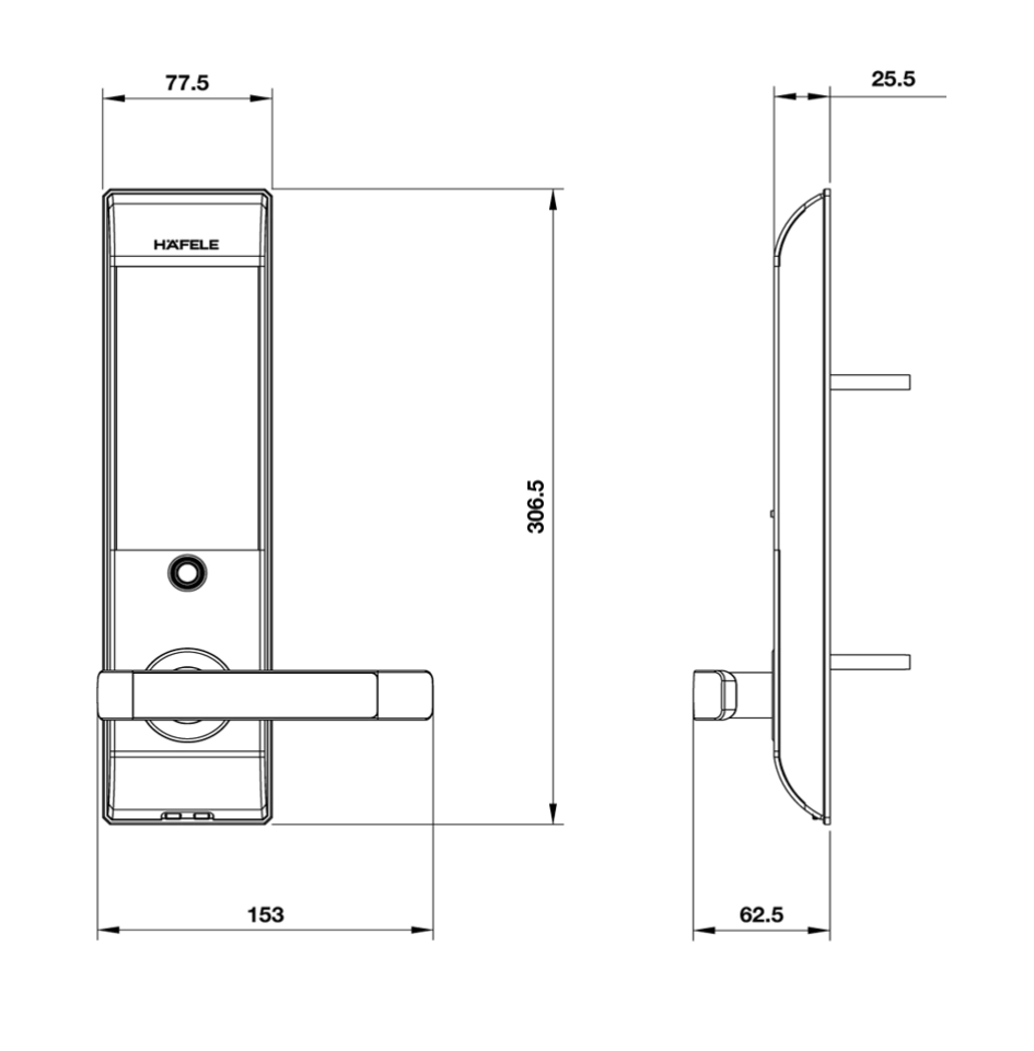 Khóa điện tử Hafele DL7900 thân nhỏ (912.05.640, 912.05.643, 912.05.646, 912.05.649, 912.05.652)