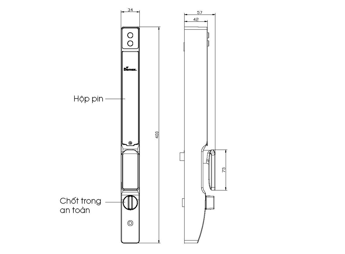 Khóa cửa nhôm Demax SL802 BL