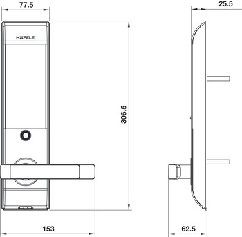 Khóa điện tử Hafele EL7500 - TC thân lớn (912.20.551, 912.20.553, 912.20.555, 912.20.557, 912.20.559)