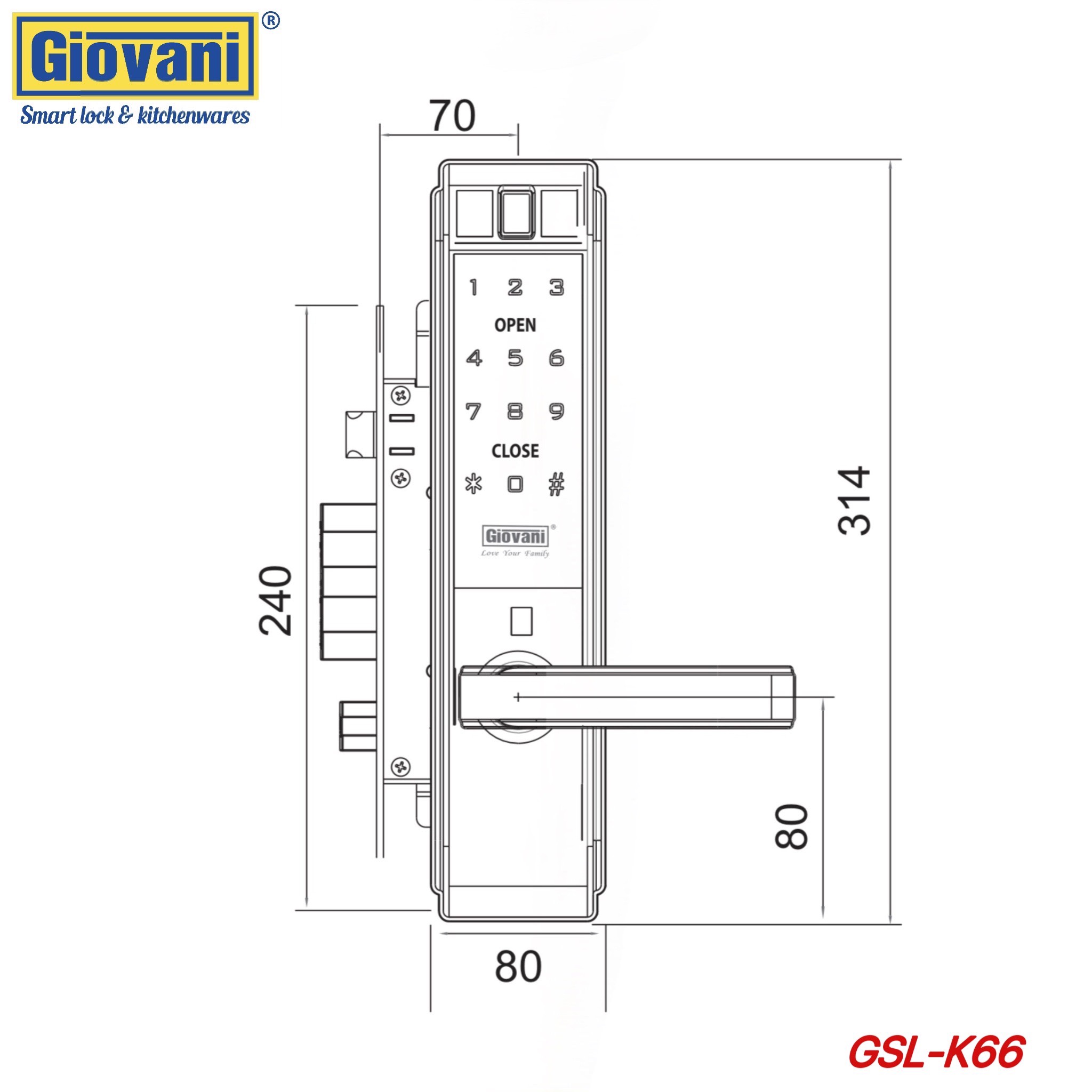 Khóa cửa gỗ Giovani GSL-K66FG