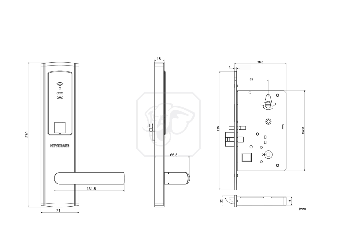 Khóa tay nắm điện tử khách sạn Huy Hoàng 08