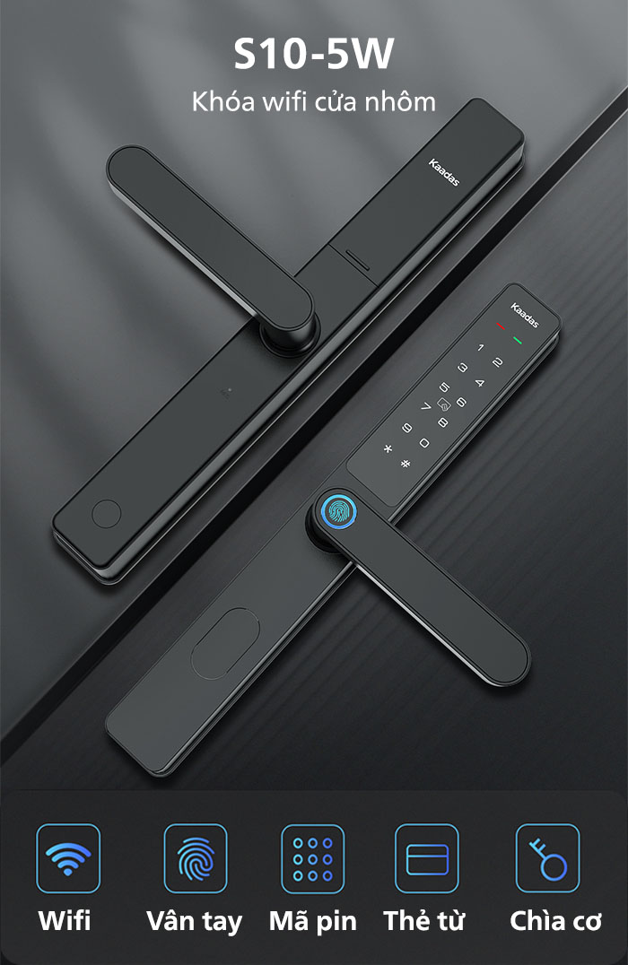 Khóa vân tay cửa nhôm Kaadas S10-5W
