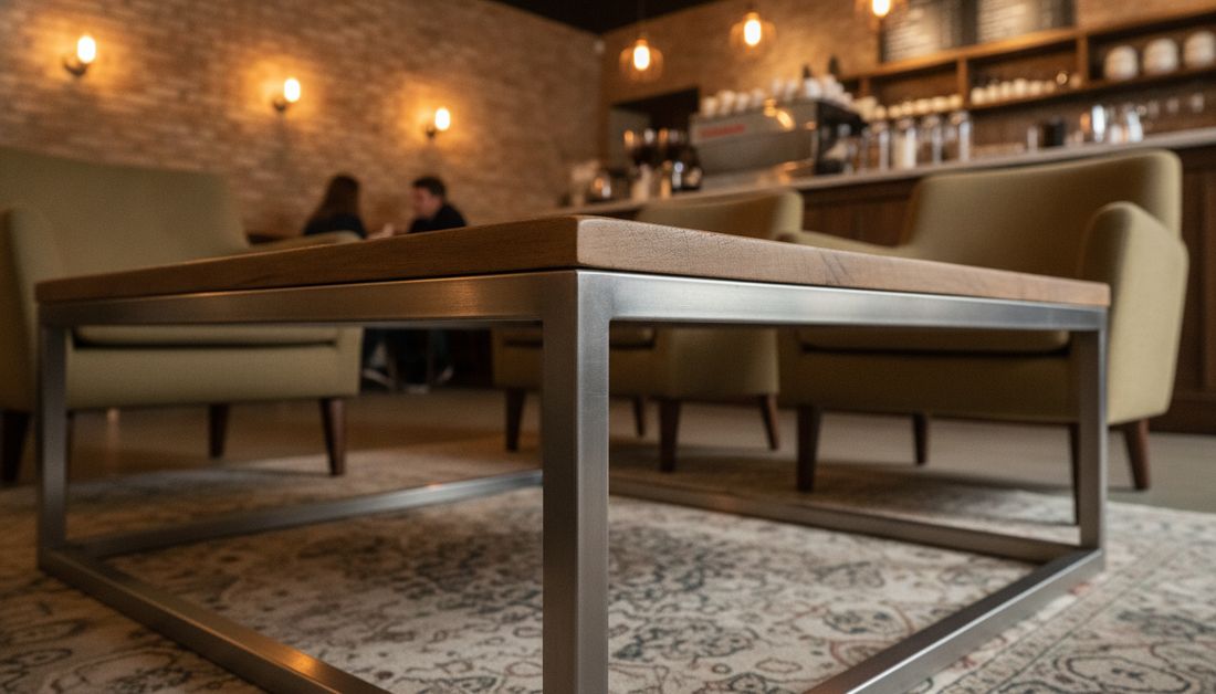 Nội thất quán cà phê dùng inox xước