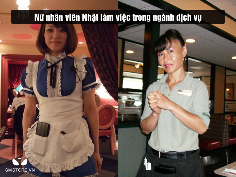 Nụ cười gượng của nữ nhân viên Nhật Bản