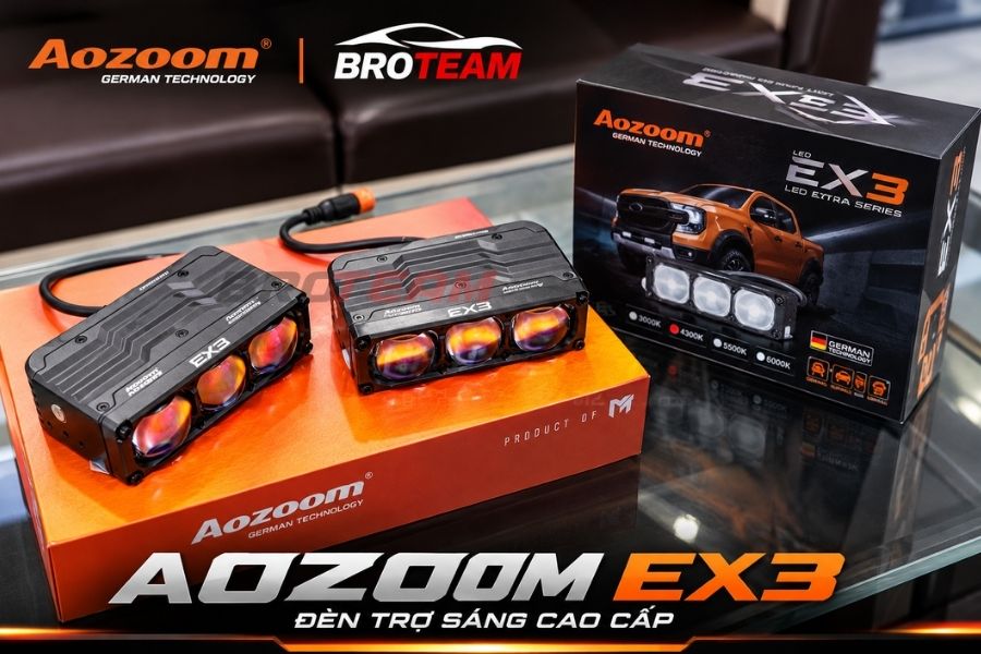Hệ thống đèn Aozoom EX3 khi chưa lắp đặt vô xe