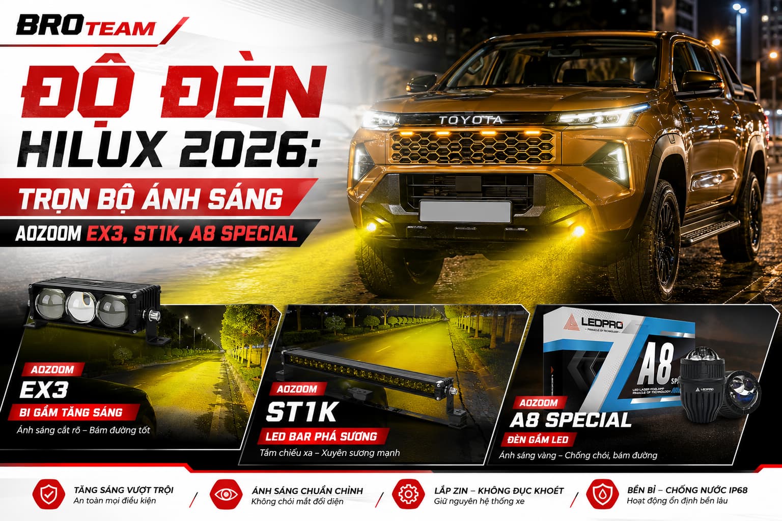 Nâng cấp hệ thống đèn Hilux 2026