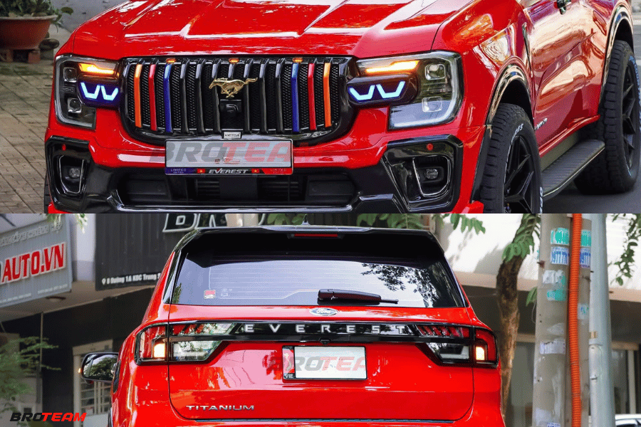 Ford Everest độ cụm đèn led chữ C và led Marker kèm đèn hậu sau đuôi xe