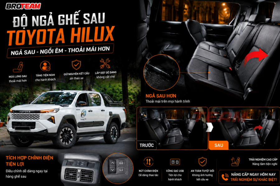 Ghế Chỉnh Điện Hàng Ghế Thứ Hai Toyota Hilux