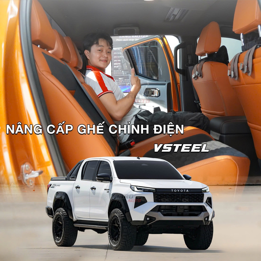 Ghế chỉnh điện Vsteel cao cấp cho Toyota Hilux