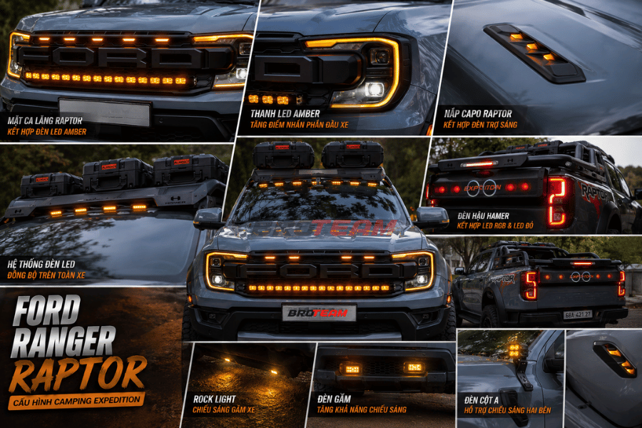 Hệ thống đèn toàn bộ trên xe Ford Ranger Raptor