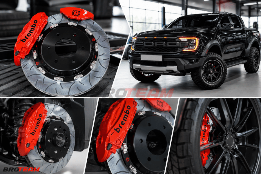 Ford Ranger Raptor 3.0 V6 độ Brembo Big Brake Kit đỏ