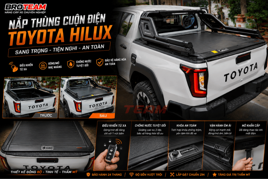Nắp Thùng Cuộn Điện Toyota Hilux tiện lợi chịu lực tốt