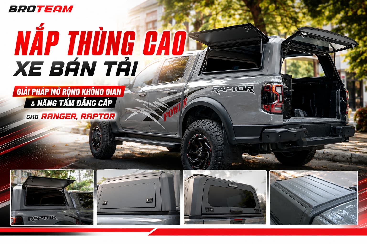 Nắp thùng cao bán tải chính hãng