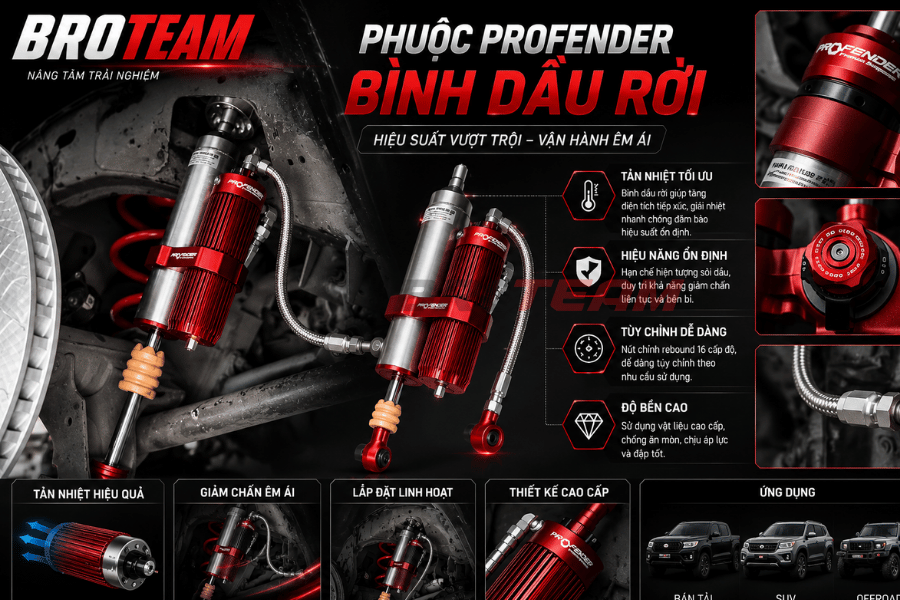 Phuộc Profender bình dầu rời giảm rung lắc cho xe Ford Everest Next Gen