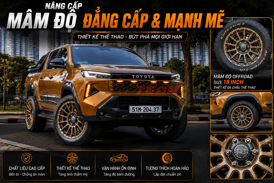 Toyota Hilux Độ Mâm Black Rhino XF056 Bronze 18×8.5J vàng đồng