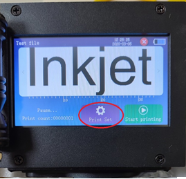 chọn biểu tượng Print Set trên máy in mx3