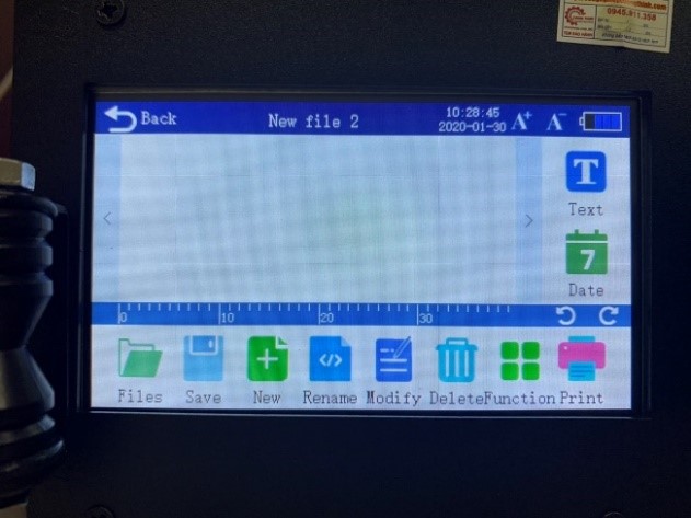 màn hình nhập trên máy in cầm tay mx3