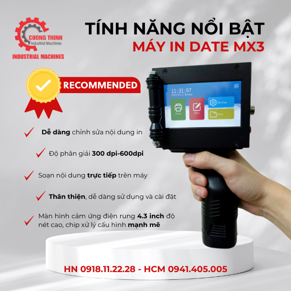 Máy in date cầm tay MX3 - Khổ in 1.27cm