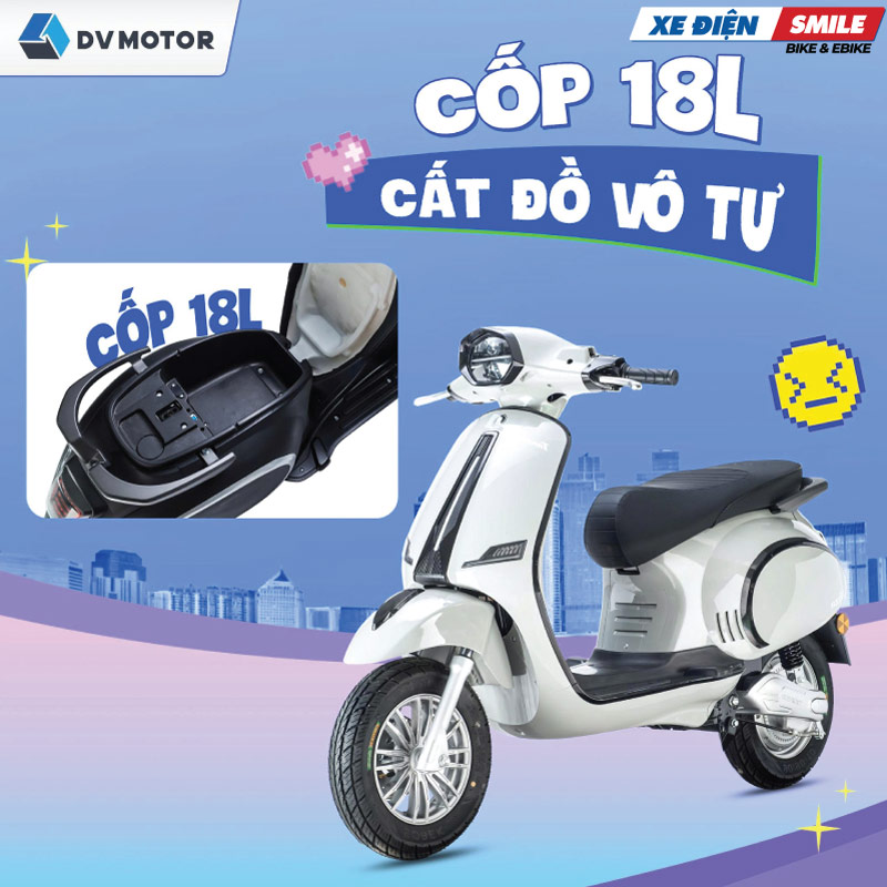 Cốp xe rộng rãi 18L