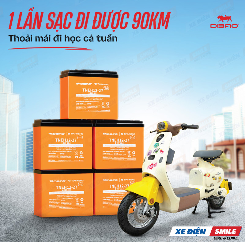 DIBAO KEVÁ trang bị bộ 5 bình ắc quy 60V22Ah