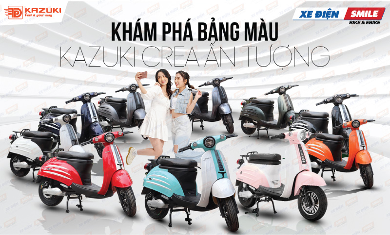 Xe Máy Điện Kazuki Crea sở hữu bộ sưu tập màu sắc thời thượng