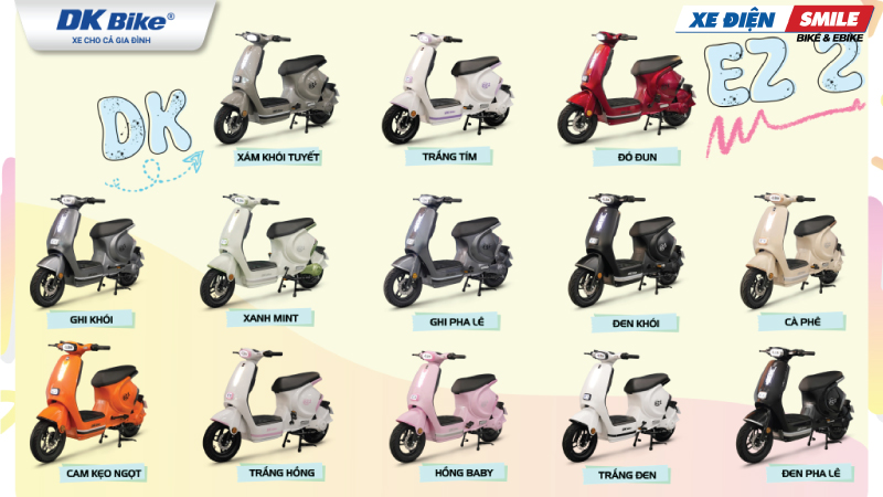 Bộ sưu tập màu sắc của xe điện DKBike Ez1