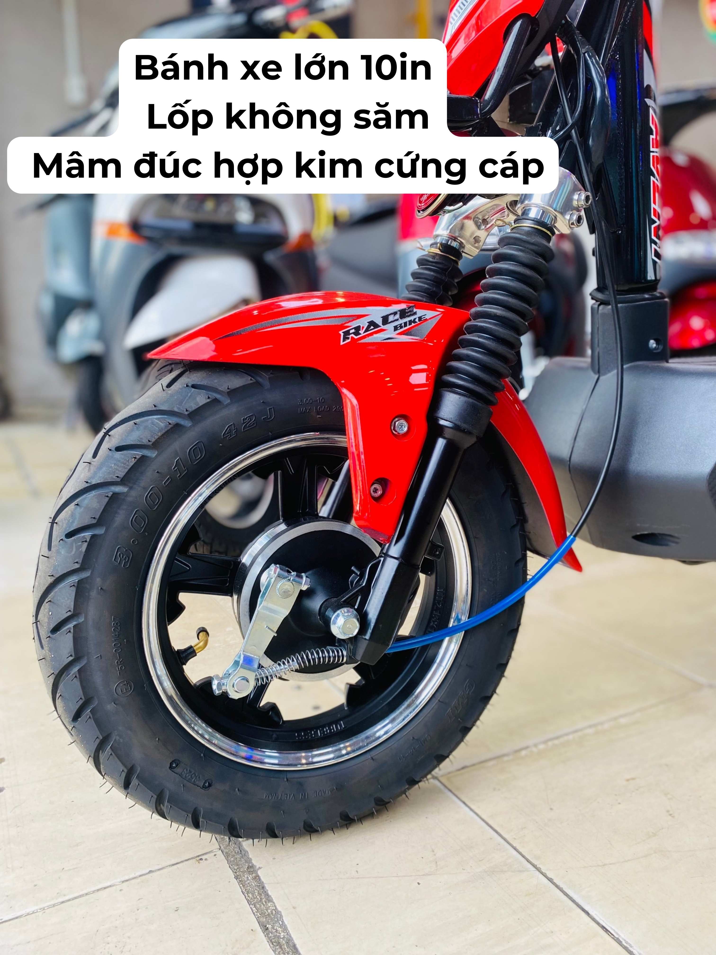 Lốp xe điện 10 inch không săm an toàn.