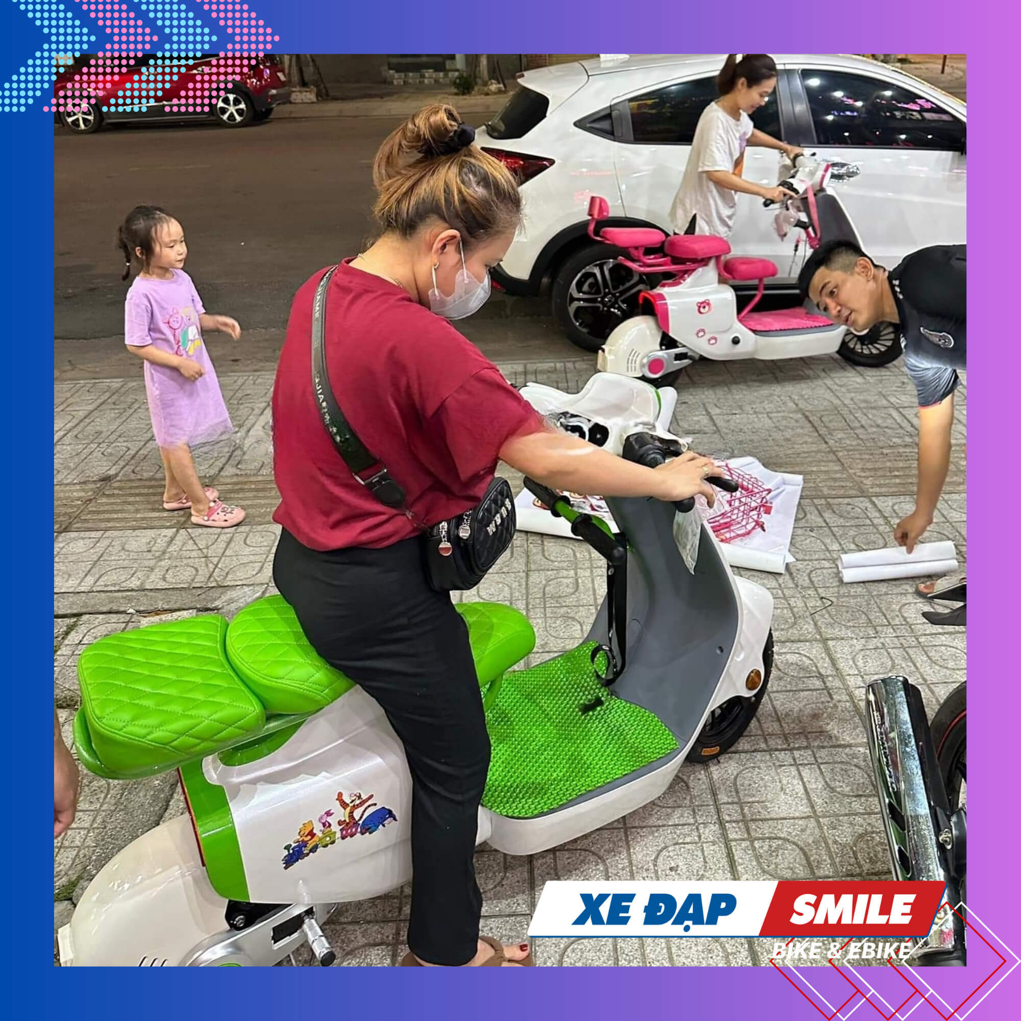 Phiên bản trắng xanh của Xe Điện Hottrend VC thiết kế hài hòa ấn tượng