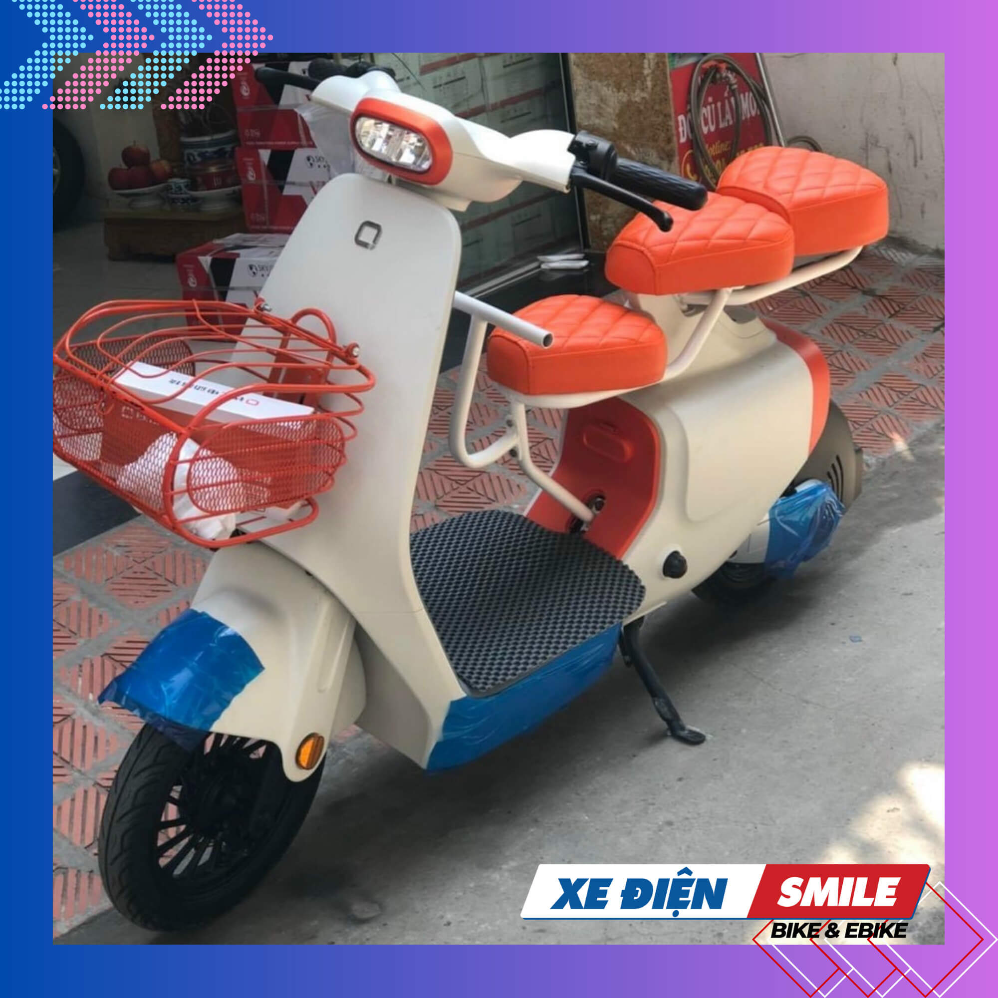 Cận cảnh nét đẹp của Xe Điện Hottrend VC trắng cam