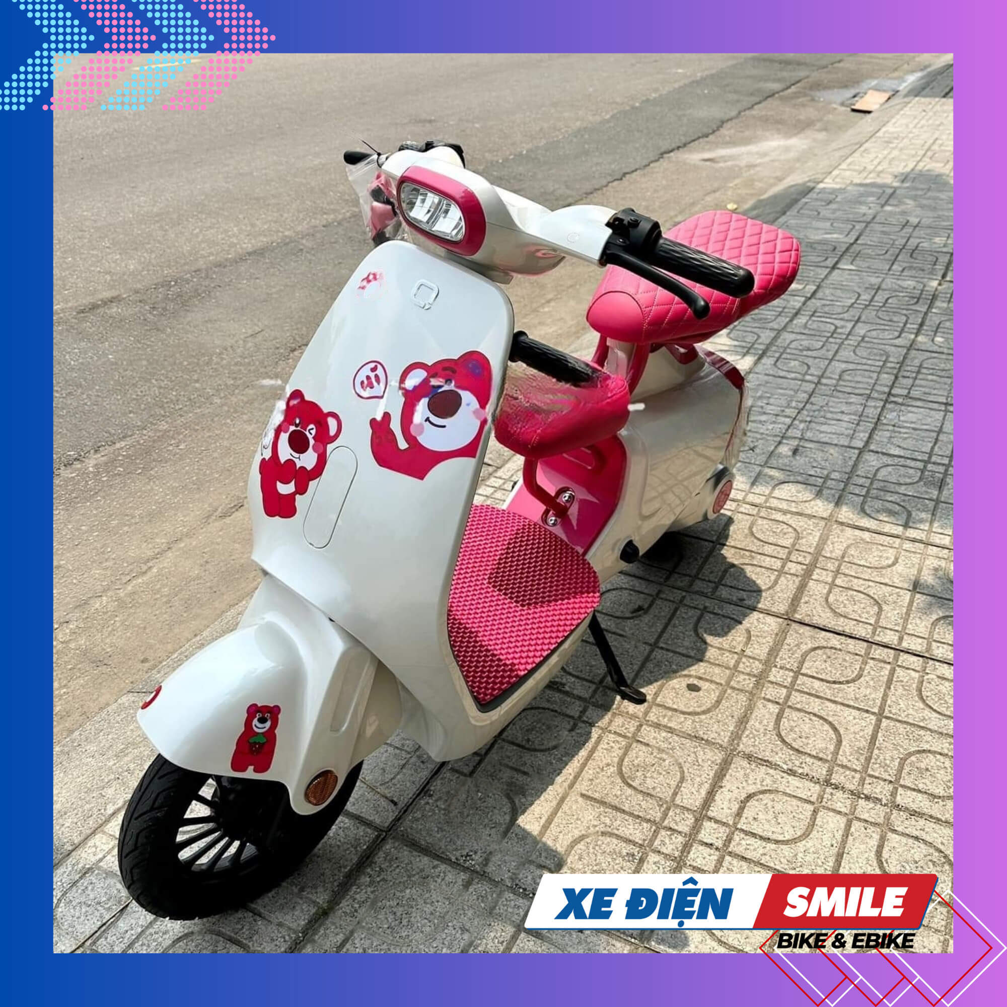 Mẫu xe đạp điện màu hồng dâu cho những cô nàng dịu dàng