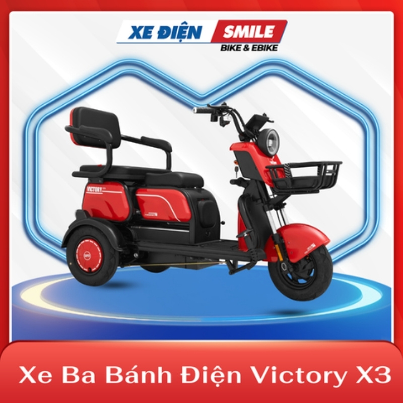 Xe ba bánh điện Victory X3 với thiết kế 2 yên, 2 chỗ ngồi
