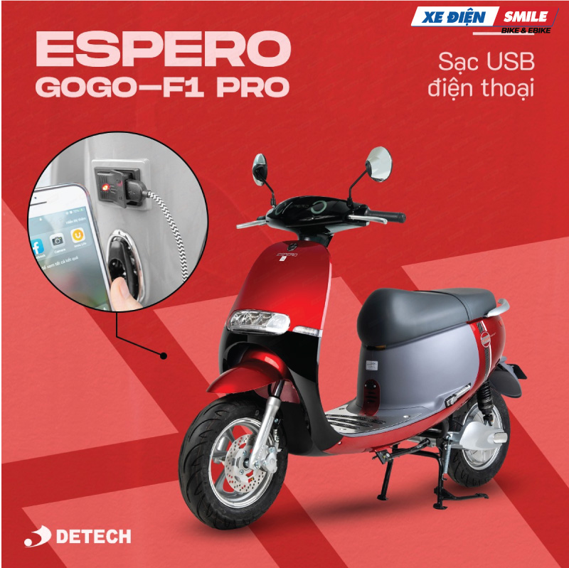 Hình ảnh xe Điện ESPERO GOGO-F1 Pro màu đỏ