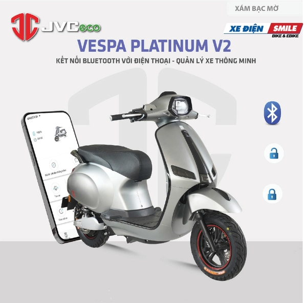 Hình ảnh xe điện JVC Vespa Platinum V2 màu ghi