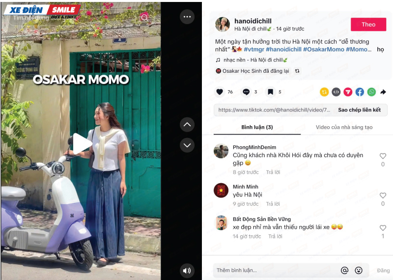 Hà Nội đi Chill bên chiếc Osakar Mono tím trắng cute