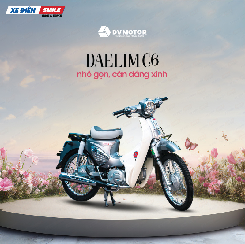 Xe Máy 50CC Daelim C6 Plus là dòng xe máy nhỏ gọn, phù hợp cho học sinh