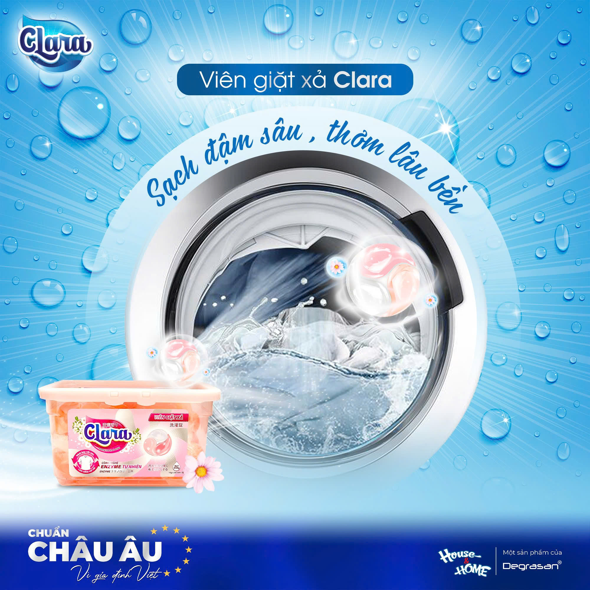 Viên giặt xả Clara Châu Âu - chuẩn lưu hương tinh tế
